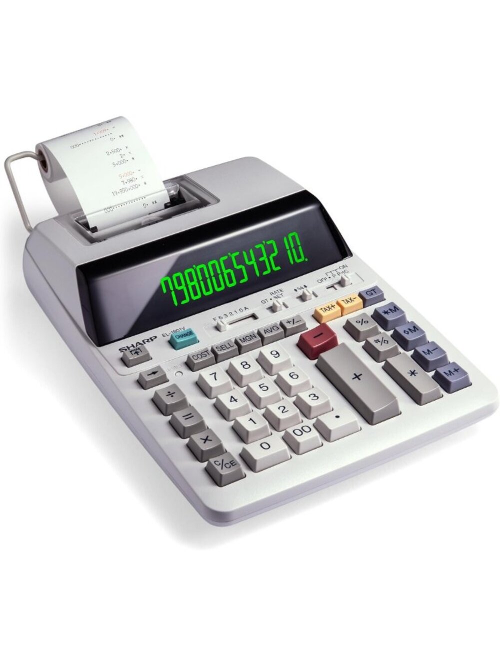Sharp EL-1801V Ink Printing Calculator, 12-Digit LCD, AC Powered, Off-White